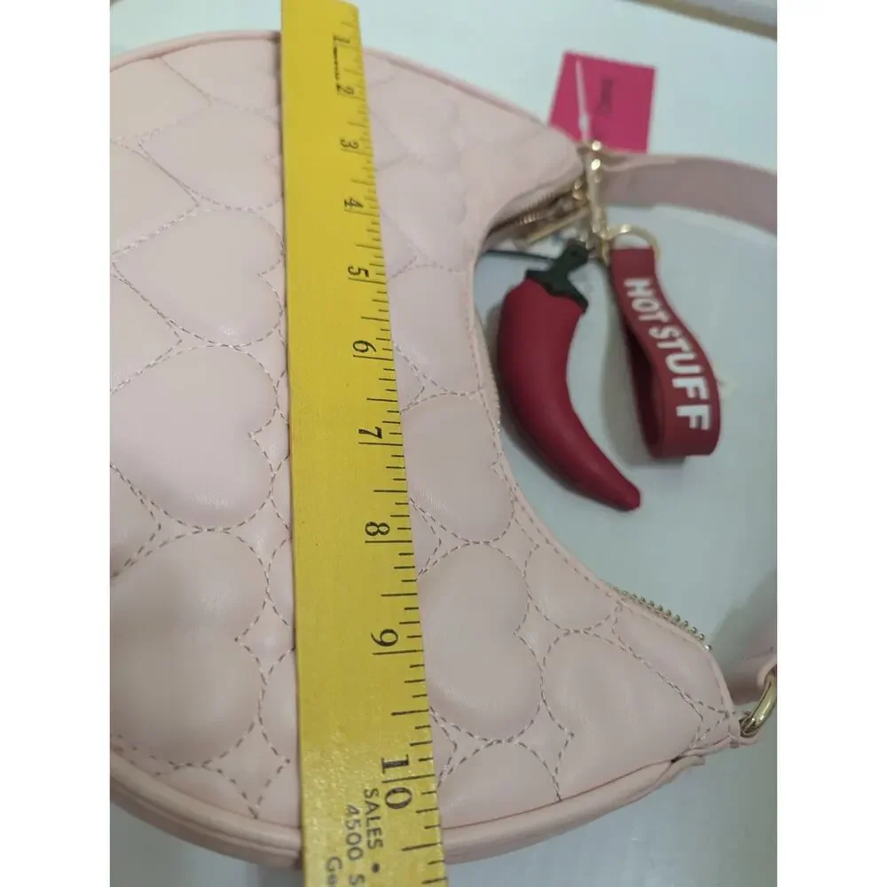 Betsey Johnson Pink Shoulder Handbag Hearts Pepper Hot Stuff Bag Charms XONORTHY